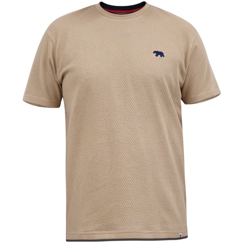 D555 Sandford T-Shirt mit Waffelmuster und doppellagigem Besatz in Steingrau